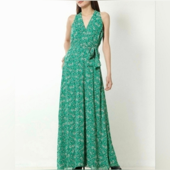 Floral Green Halter Maxi Dress - Picture 1 of 5